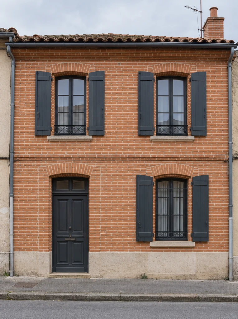 Façade en briques restaurée — visuel de démonstration généré